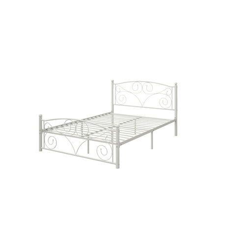 Queen Size Unique Flower Sturdy System Metal Bed Frame with Headboard and Footboard HouseOfZazla
