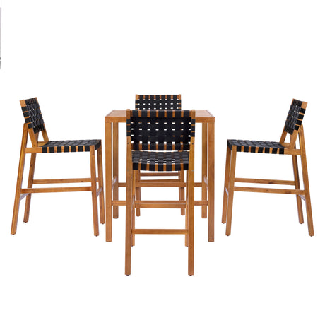 30.5 Inch Seat Height Outdoor Acacia Solid Wood Patio Furniture Set HouseOfZazla