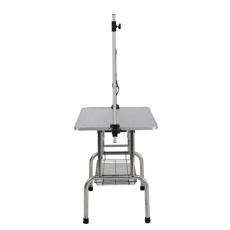 Folding Dog Pet Grooming Table Stainless Steel Frame Rubber Mat On Board With Adjustable Arm And Clamps Pet Dog Cat Grooming Table HouseOfZazla
