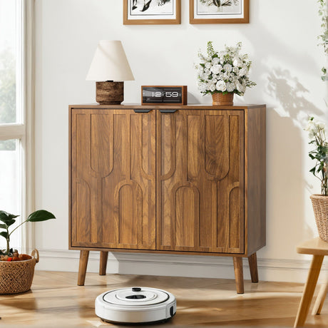 Farmhouse Style Sideboard Buffet Cabinet With Storage Bar Cabinet - Walnut HouseOfZazla