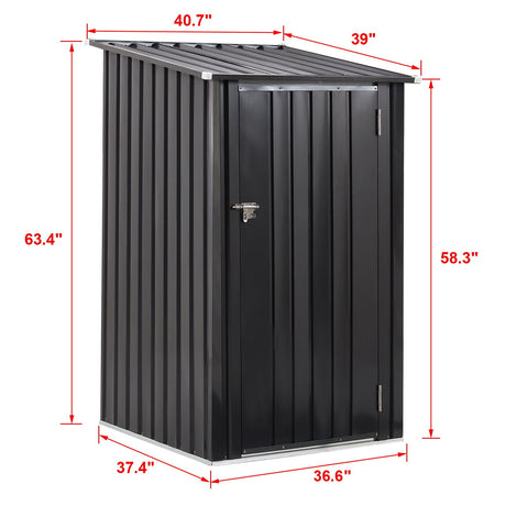 Outdoor Storage Shed, Metal Steel Garden Shed With Single Lockable Door, Small Shed Outdoor Steel Utility Tool Shed For Backyard Patio Garden Lawn - Black HouseOfZazla