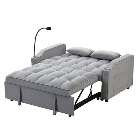 Modern Loveseat Futon Sofa With Pullout Bed, Adjustable Reclining Backrest, Toss Pillows HouseOfZazla