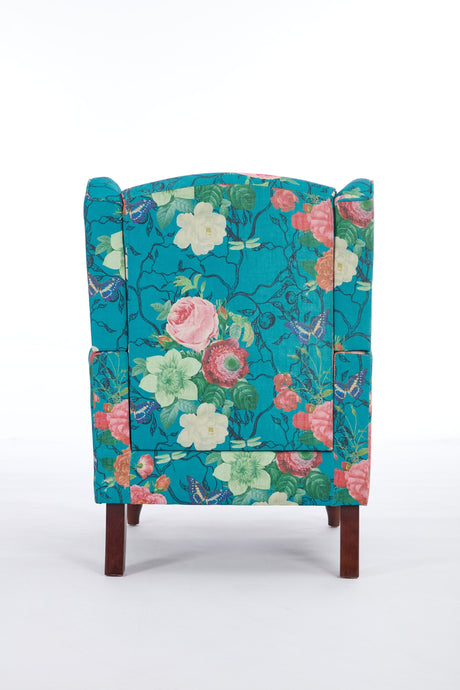 Modern Accent Chair with Retro Wood Legs - Floral HouseOfZazla