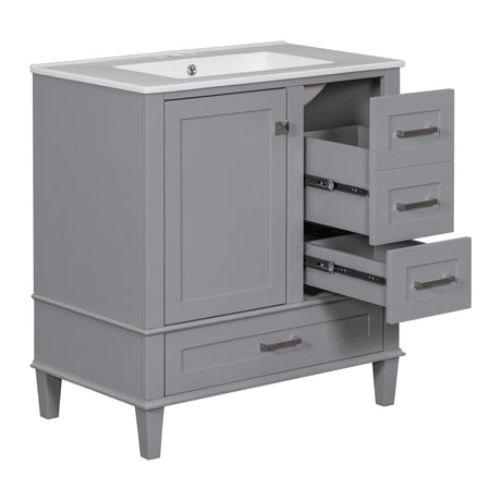 Bathroom Vanity, Modern Bathroom Cabinet With Sink Combo Set, Bathroom Storage Cabinet With A Soft Closing Door And 3 Drawers, Solid Wood Frame HouseOfZazla