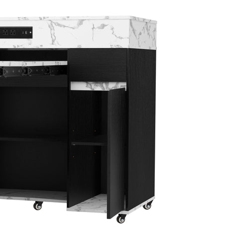Extendable Dining Table With Folding Top, Rolling Kitchen Island With Drawers And Power Outlet HouseOfZazla
