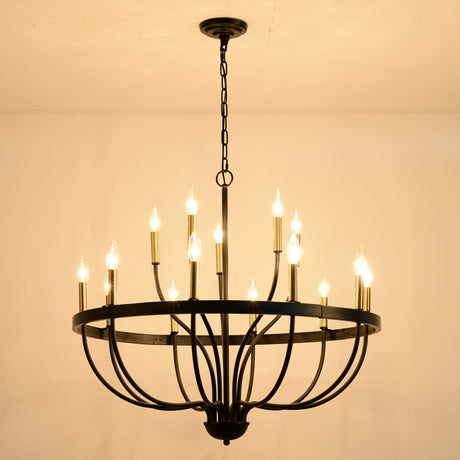 15-Light Industrial Iron Candle Chandelier Modern Farmhouse Pendant Light HouseOfZazla