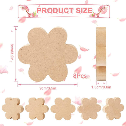 8Pcs Wooden Flower Cutouts Unfinished Table Wooden Signs Flower Shaped Craft Tags - WoodArtSupply