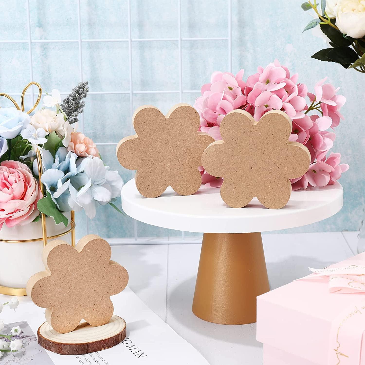 8Pcs Wooden Flower Cutouts Unfinished Table Wooden Signs Flower Shaped Craft Tags WoodArtSupply