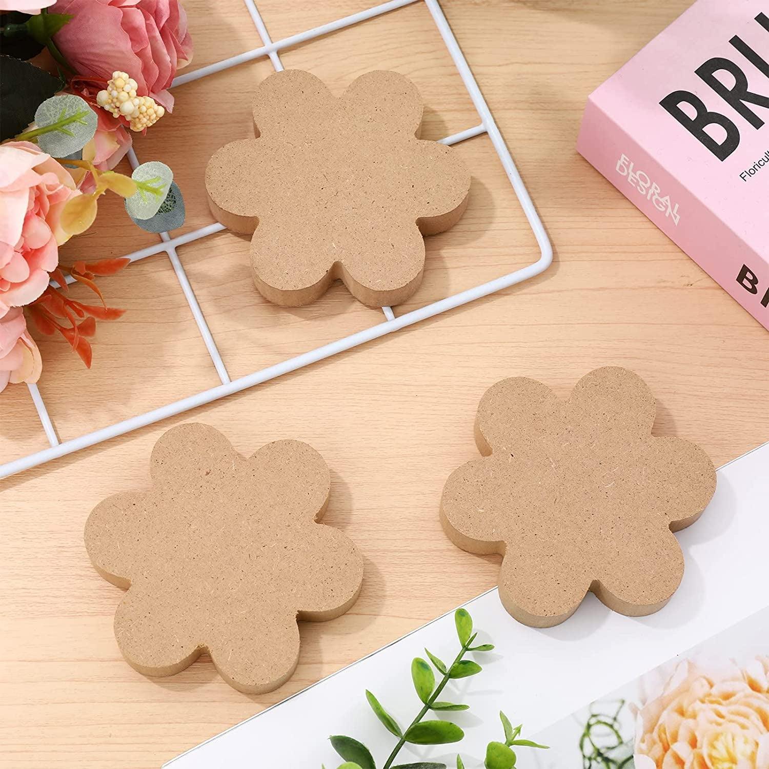 8Pcs Wooden Flower Cutouts Unfinished Table Wooden Signs Flower Shaped Craft Tags WoodArtSupply