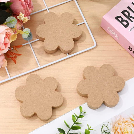 8Pcs Wooden Flower Cutouts Unfinished Table Wooden Signs Flower Shaped Craft Tags WoodArtSupply