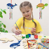 Create Your Own Ocean Animals Wind Chime Kit for Kids – 9 Pack DIY Wooden Craft WoodArtSupply