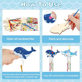 Create Your Own Ocean Animals Wind Chime Kit for Kids – 9 Pack DIY Wooden Craft WoodArtSupply