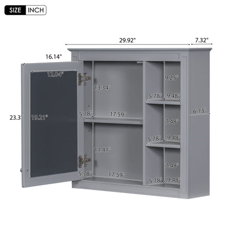 Bathroom Vanity With Medicine Cabinet, Royal Mirror Cabinet, Modern Bathroom Storage Cabinet With 2 Soft Closing Doors And 4 Drawers HouseOfZazla