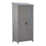 Outdoor Storage Shed With Vertical Tool Cabinet For Backyard