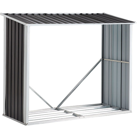 Log Storage Shed, Log Holder With Roof, Log Storage Shed, Firewood Rack For Backyard Garden Patio Porch, Anthracite Galvanized Steel - Black HouseOfZazla