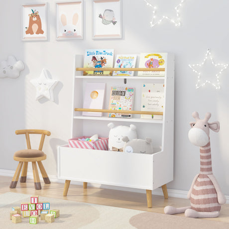 Bookshelf, Book Organizer With Toy Storage - White HouseOfZazla