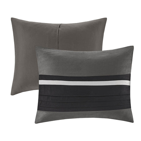 7 Pc Pieced Faux Suede Comforter Set Black Queen HouseOfZazla