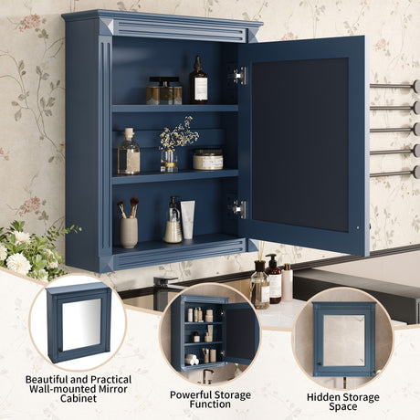 Wall Mounted Bathroom Storage Cabinet With Mirror, Medicine Cabinet With Height Adjustable Shelf HouseOfZazla