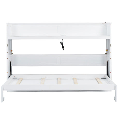 Murphy Bed With Desk, LED Light And USB Charging Station HouseOfZazla