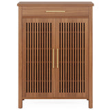 5 Tier Shoe Cabinet With Louvered Doors And Drawer, Freestanding Organizer With Adjustable Shelves For Entryway - Brown