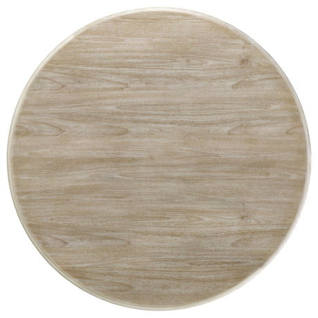Rodota - 5 Piece Round Dining Table Set With Upholstered Chairs - White Washed HouseOfZazla