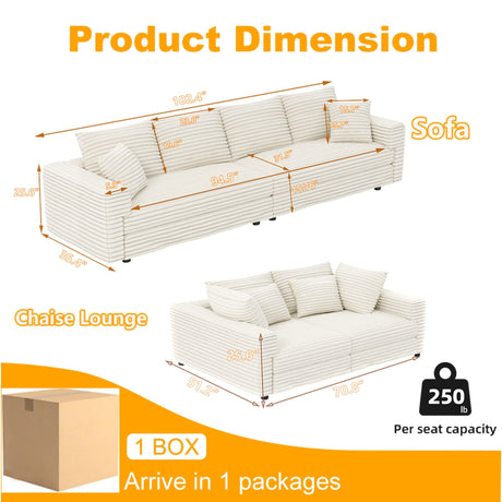 4 Seat Modern Comfy Upholstered Sofa Cloud Couch HouseOfZazla