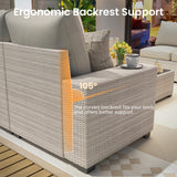 olimix 8 Piece Outdoor Patio Furniture Set, Outdoor Sectional Furniture, Rattan & Wicker Modern Modular Conversation Set Sofa Couch W/Water Resistant Washable Thick Cushions and Coffee Table, Beige olimix