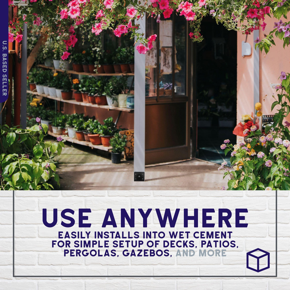 BISupply Concrete Post Anchor 4x4 Post Base Spike 4 Pack - U Shape Fence Post Holder Pergola Brackets Deck Post Base Set BISupply