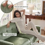 Kingfun 65.2" W Loveseat Sofa, Mid Century Modern Decor Love Seat Couches for Living Room, Button Tufted Upholstered Furniture, Solid & Easy to Install Small Couch for Bedroom Office Apartment, Green Kingfun