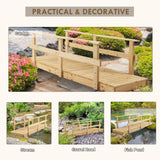 Outsunny 7' Wooden Garden Bridge with Safety Rails, Outdoor Footbridge for Ponds, Creeks, Backyard, Natural Outsunny