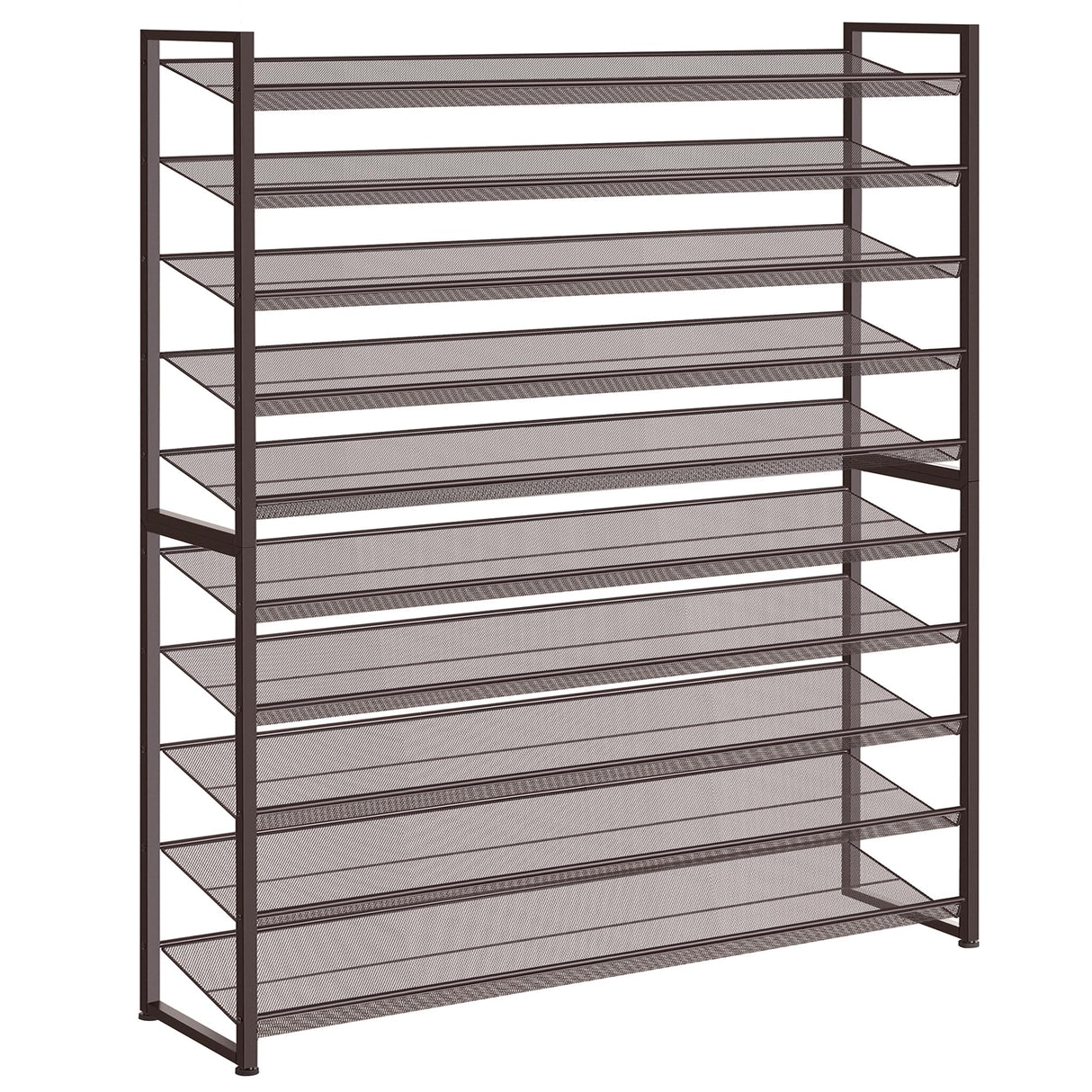 Nunsino Shoe Rack, Long Shoe Organizer,Max Holds 62 Pairs,10 Tier Metal Shoe Storage Shelf,5-Tier Stackable Shoes Organizer for Garage, Entryway,Bronze Nunsino