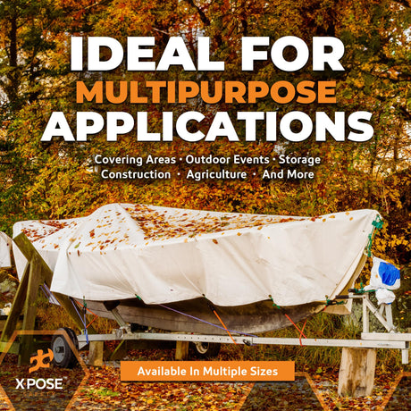 Heavy Duty White Poly Tarp 20' X 40' - Multipurpose Protective Cover - Durable, Waterproof, Weather Proof, Rip and Tear Resistant - Extra Thick 12 Mil Polyethylene - by Xpose Safety Xpose Safety