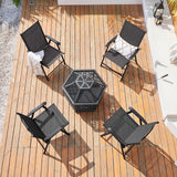 Yaheetech Patio Dining Chairs Set of 2 with Armrests, Outdoor Folding Chairs with Metal Frame and Backrest for Lawn, Garden, Yard and Poolside, Black Yaheetech