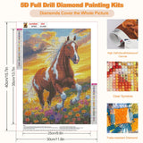 CEOVR Horse Diamond Art Kits for Adults, Horse Running 5D DIY Full Drill Diamond Painting Dots Gem Art, Adult Crafts Kits Arts and Crafts, Wall Decor for Home Office 12x16inch CEOVR
