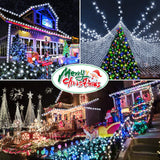 Hezbjiti 1000 LED 403 FT Christmas String Lights Outdoor, 8 Lighting Modes IP44 Waterproof Fairy Lights with Timer and Dimmable Function for Home Party Tree Decorations (Cold White, Clear Wire) Hezbjiti