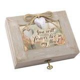 Cottage Garden You Will Forever Live in Heart Natural Taupe Wood Locket Music Box Plays Edelweiss Cottage Garden