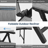 Yaheetech Outdoor Folding Chaise Lounge Set of 2 Patio Reclining Chairs w/Adjustable 7-Position Back for Beach Pool Garden Yard Deck Gray Yaheetech