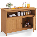 DWVO Poly Lumber Outdoor Sideboard, Patio Bar Table with Storage and Shelves, Weather Resistant Storage Cabinet for Outdoor, Pool and Garden - Brown DWVO