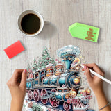 SENQAO Christmas Diamond Art Hanging Kits for Adults Kids, Christmas Train Diamond Art Suncatchers, 5D Special Shape Diamond Painting Pendant Window Ornament Gifts for Home Door Wall Decor SENQAO