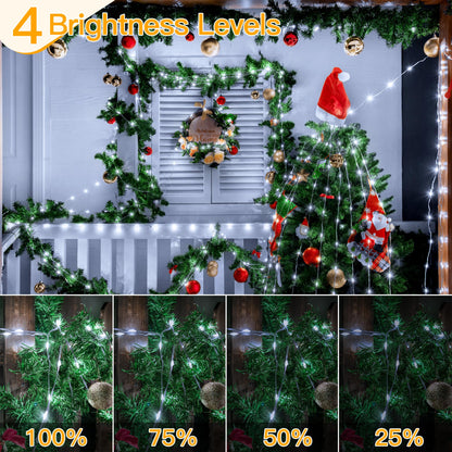 Ollny Christmas Lights Cool White, 600LED 197FT Christmas Tree Lights IP67 Waterproof, Plug in Fairy Lights with Remote 8 Modes Timer, Xmas Lights for Outdoor Indoor House Holiday Decor