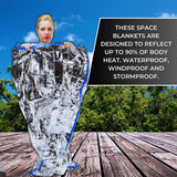 HealthyLine Thermal Foil Emergency Blankets (50 Pack) – Mylar Space Blanket for Heat Retention, Waterproof & Windproof, Lightweight Survival Gear for Outdoors, Camping, First Aid, and Sauna Use HealthyLine