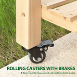 MUPATER Raised Garden Bed Planter Box with Four Wheels and Legs for Herbs and Vegetables, Elevated Garden Bed with Drainage Holes for Outdoor Indoor, Natural Wood MUPATER