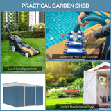 Outsunny 11' x 9' Outdoor Storage Shed, Galvanized Metal Utility Garden Tool House, Lockable Door for Backyard, Bike, Patio, Garage, Lawn, Blue Outsunny