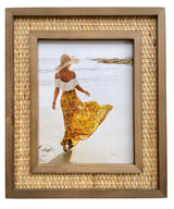 Rattan and Wood Picture Frame - Coastal or Boho Photo Frame For 8"x10" Photos - Tabletop Stand and Wall Mount Fairwood Way