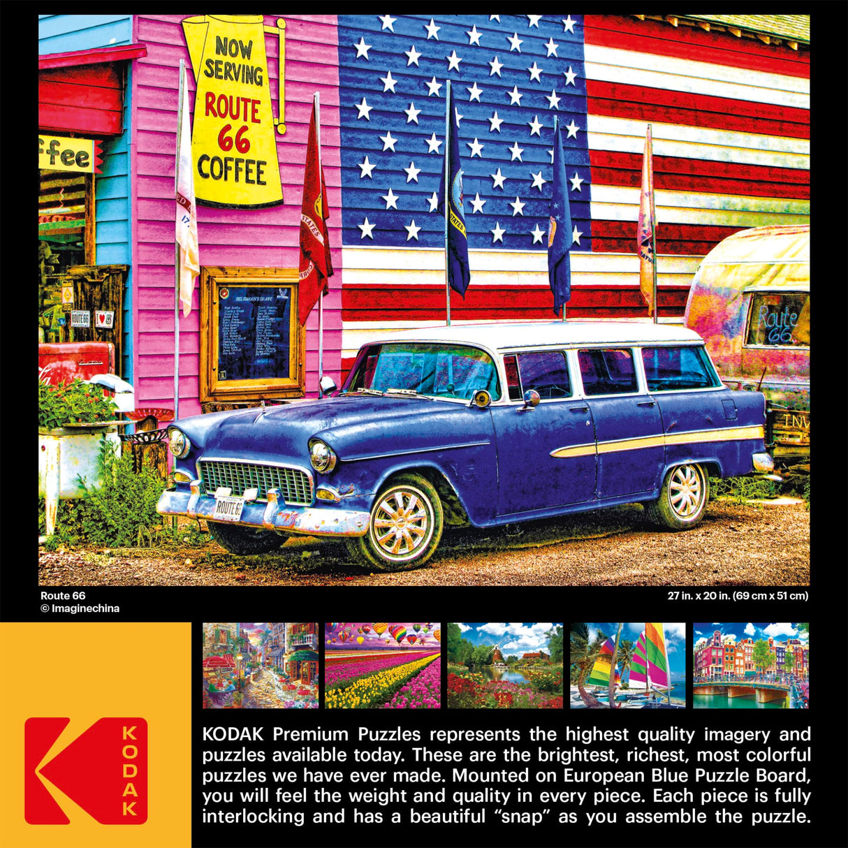 RoseArt - Kodak Premium - Route 66-1000 Piece Jigsaw Puzzle for Adults RoseArt
