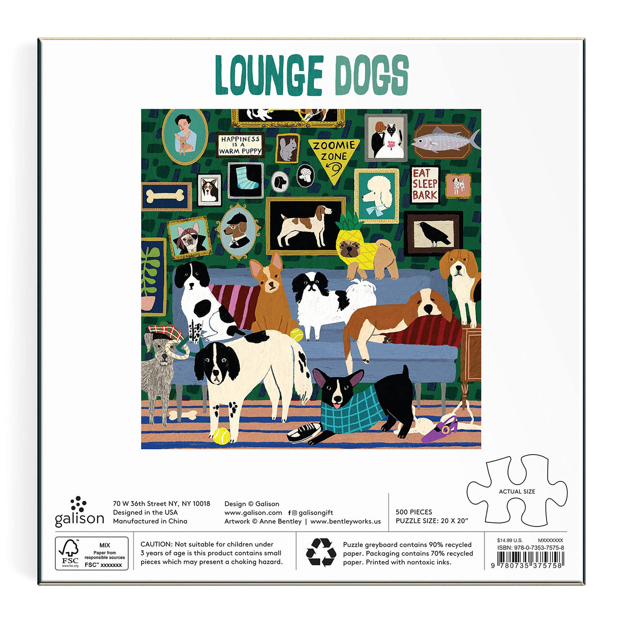 Galison Lounge Dogs – 500 Piece Puzzle Fun and Challenging Activity with Bright and Bold Artwork of Dogs Lounging Around for Adults and Families Galison