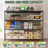 DurayLoly 68.1"W Storage Shelves 2500LBS Wire Shelving Unit, Garage Shelving Heavy Duty, Adjustable Metal Shelves for Garage, Pantry, Kitchen, Basement, Warehouse, Business 68.1"W x 20.9"D x 70.9"H DurayLoly