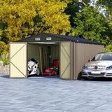 Patiowell 10 x 12 FT Metal Storage Shed for Outdoor, Steel Yard Shed with Design of Lockable Doors, Utility and Tool Storage for Garden, Backyard, Patio, Outside use Patiowell