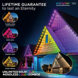 Enbrighten Vibe Eternity Permanent Outdoor Lights for House, 100ft, 72 RGBWIC LEDs, Close Spacing, 33lm, Color Changing, Christmas, Eave Lighting, Smart App, Works with Alexa, Google Home, 81103 Enbrighten