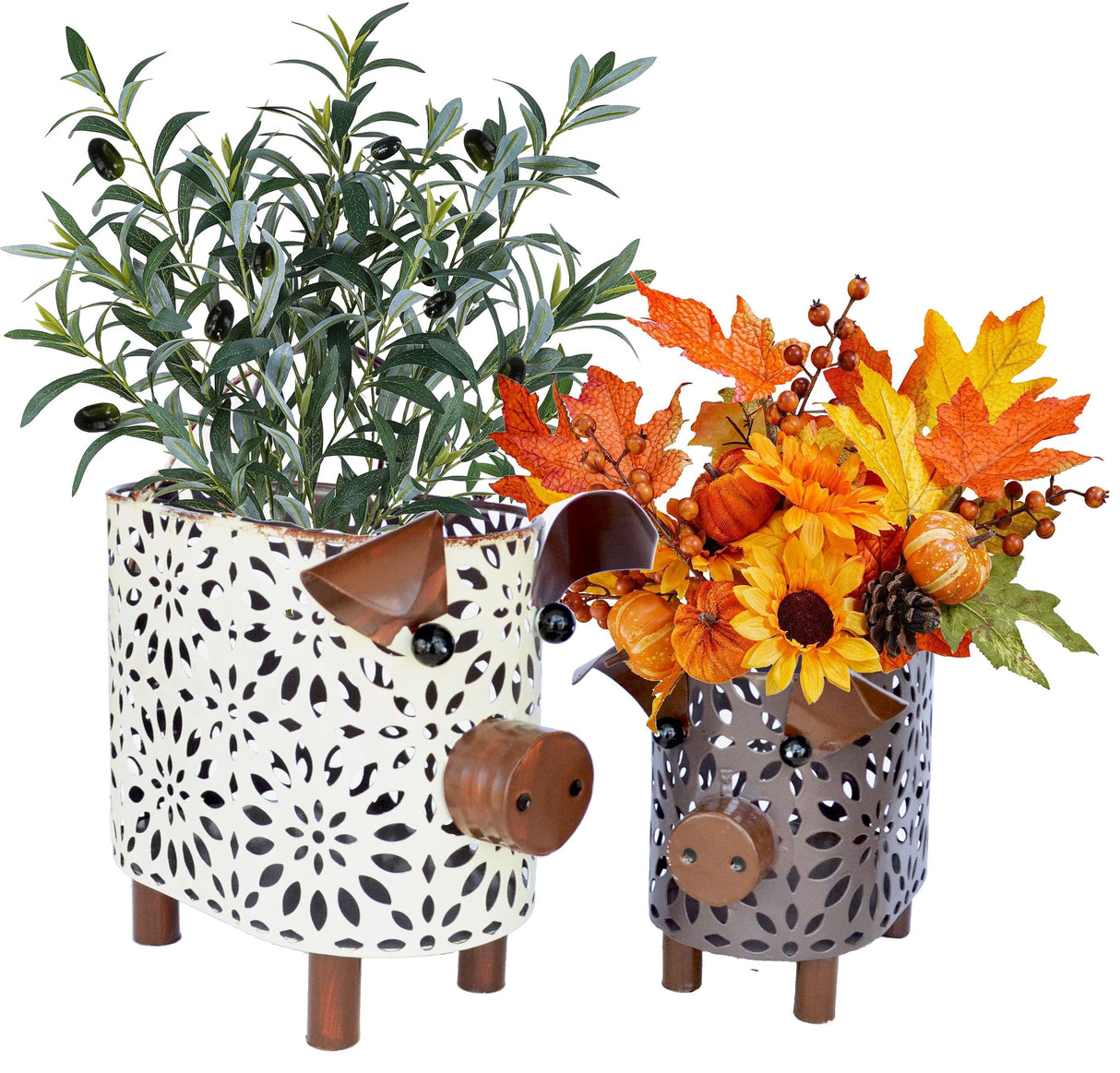 Farmhouse Metal Small Storage Basket Set For Kitchen or Bathroom Pig Decor, 2 Count Stackable Small Basket with Handle GIFTME 5